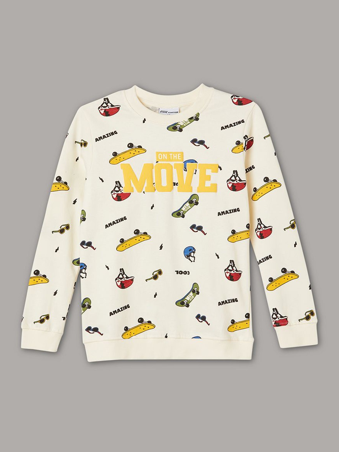 

Fame Forever by Lifestyle Boys Printed Sweatshirt, Off white