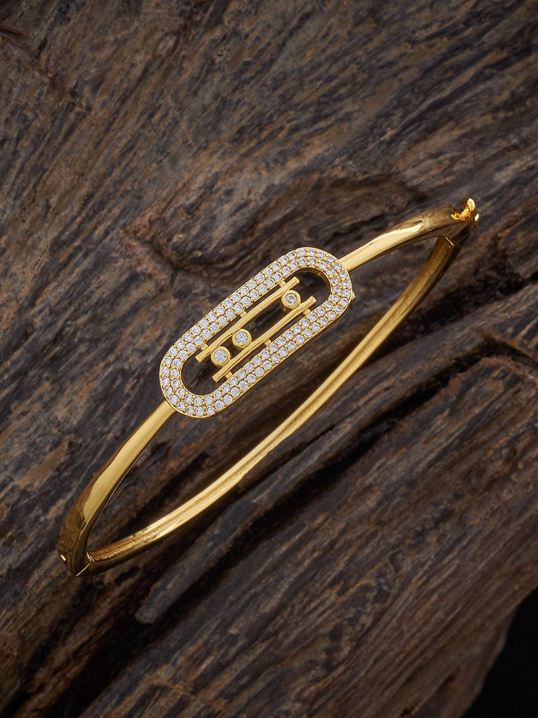 

Kushal's Fashion Jewellery Gold-Plated Zirconia Cuff Bracelet