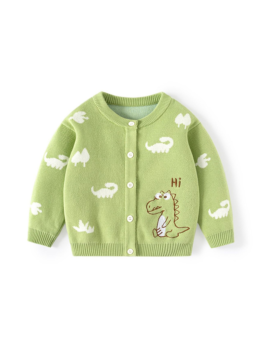 

LULU & SKY Boys Cotton Graphic Printed Cardigan, Green