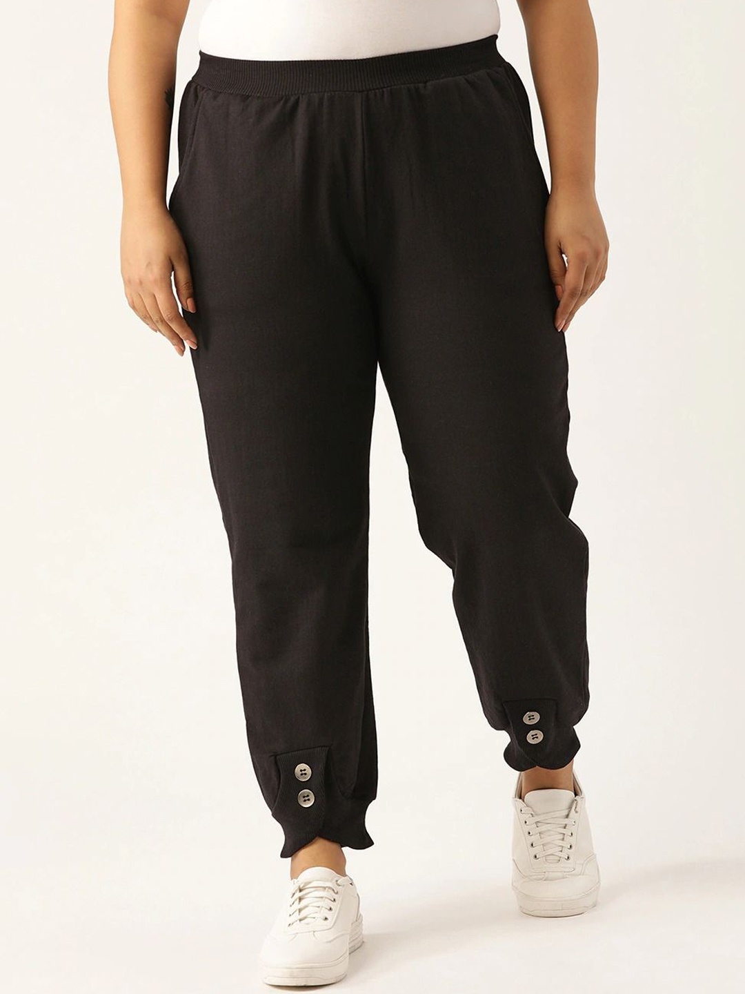 

theRebelinme Women Plus Size High-Rise Easy Wash Trousers, Black