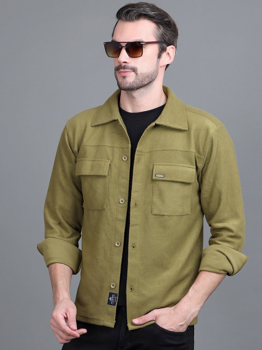 

Antiloop Men Open Front Jacket, Green