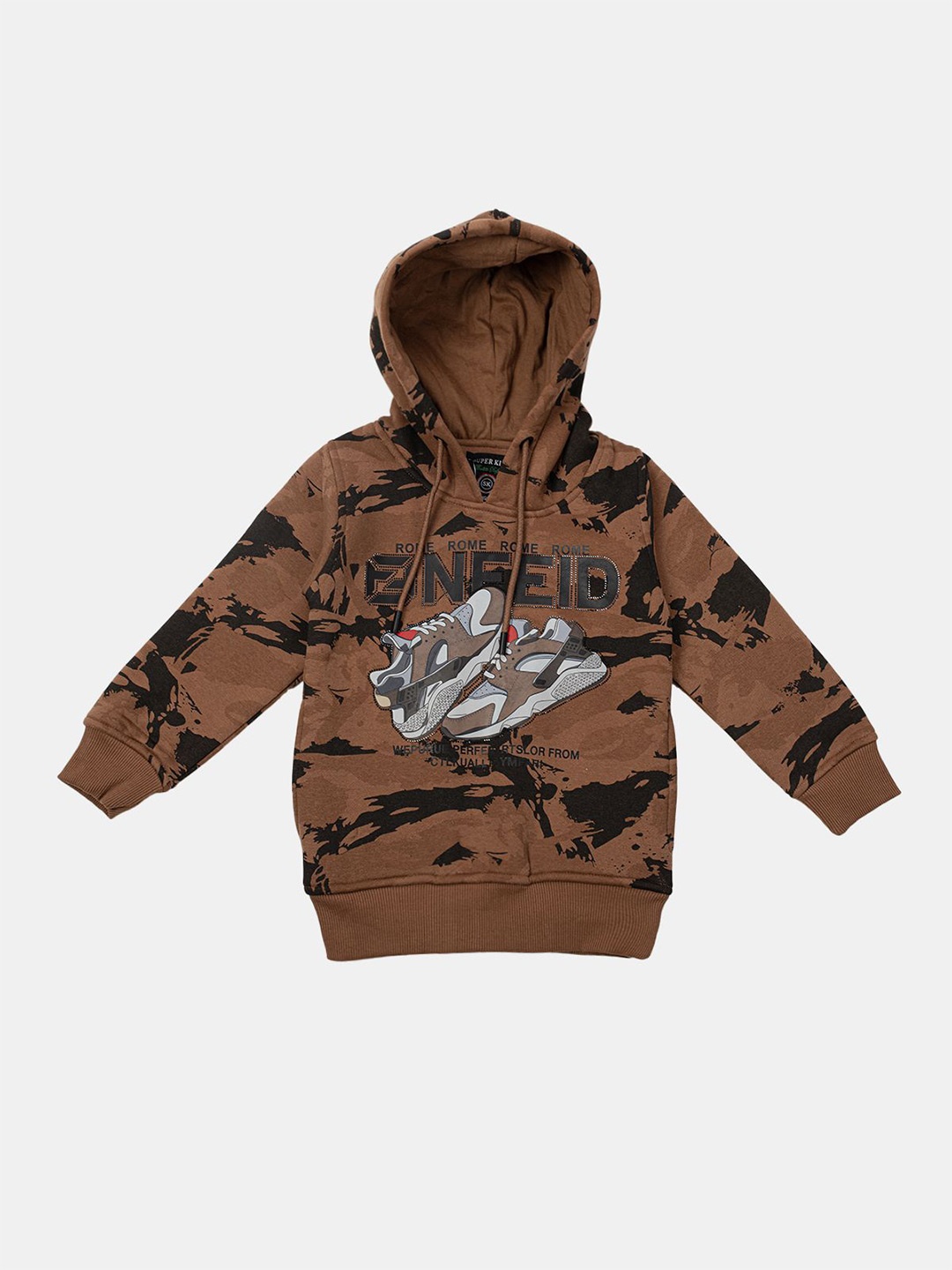 

Albion By CnM Boys Abstract Printed Hooded Pullover Sweatshirt, Brown