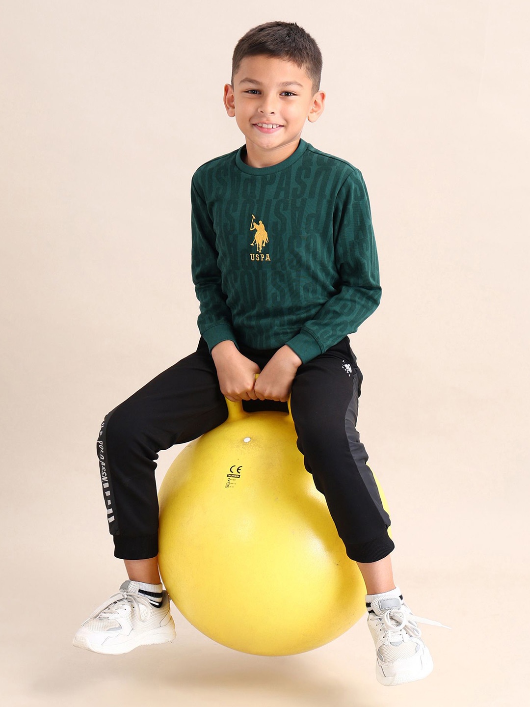 

U.S. Polo Assn. Kids Boys Cotton Brand Logo Printed Sweatshirt, Green