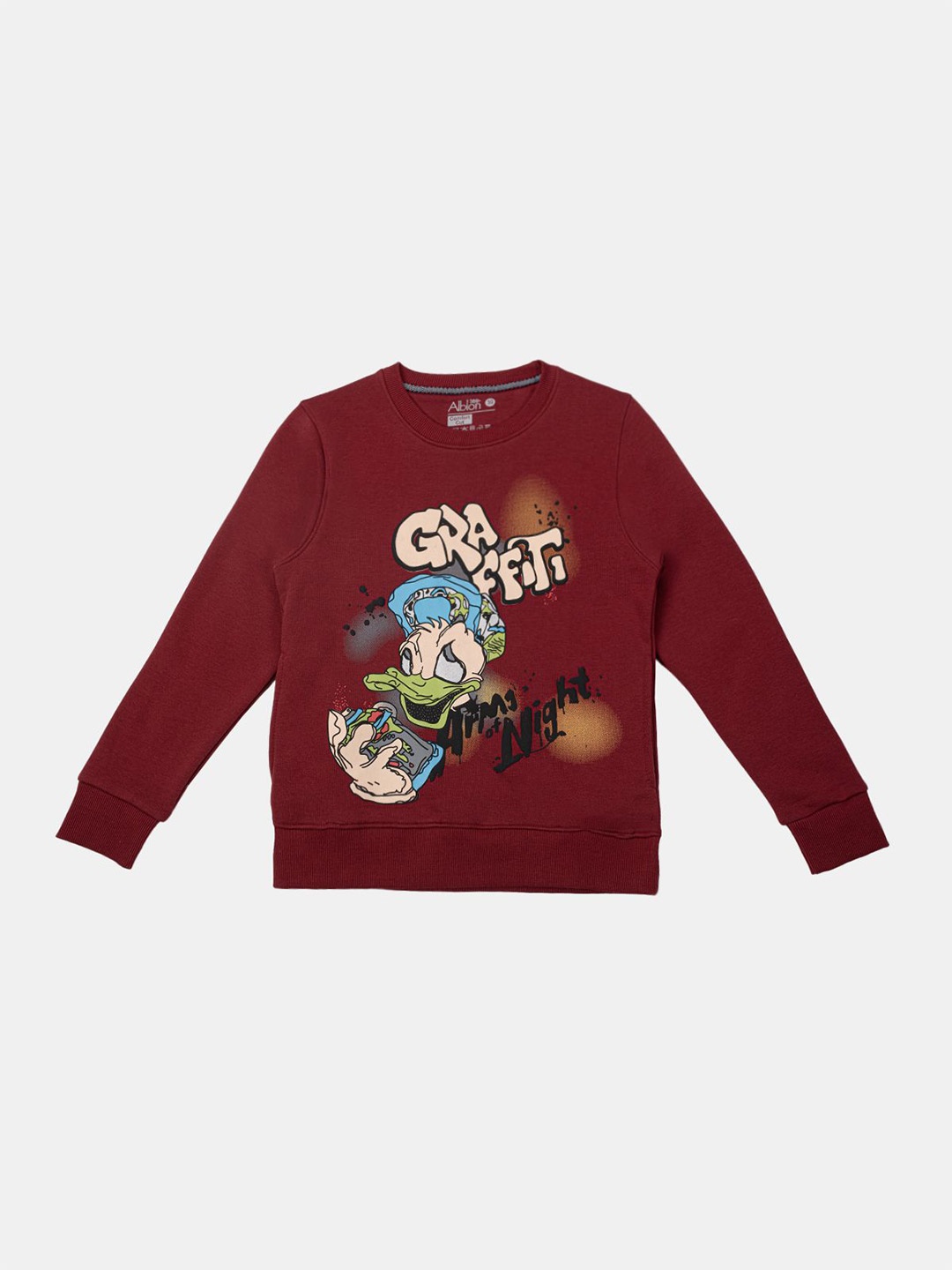 

Albion By CnM Boys Donald Duck Printed Sweatshirt, Maroon