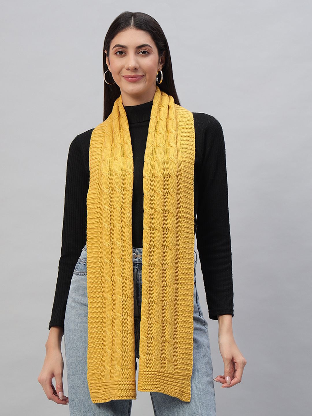 

HANDICRAFT PALACE Women Wool Self Design Printed Reversible Scarf, Yellow