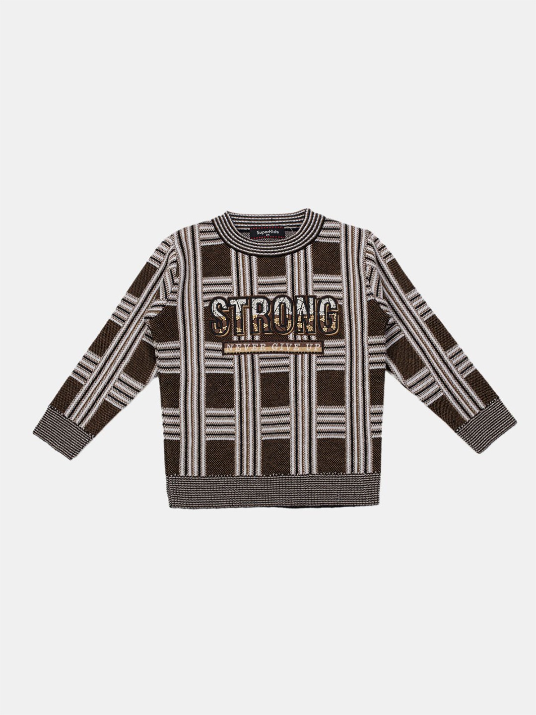

Albion By CnM Boys Round Neck Long Sleeves Woollen Pullover Sweaters, Brown