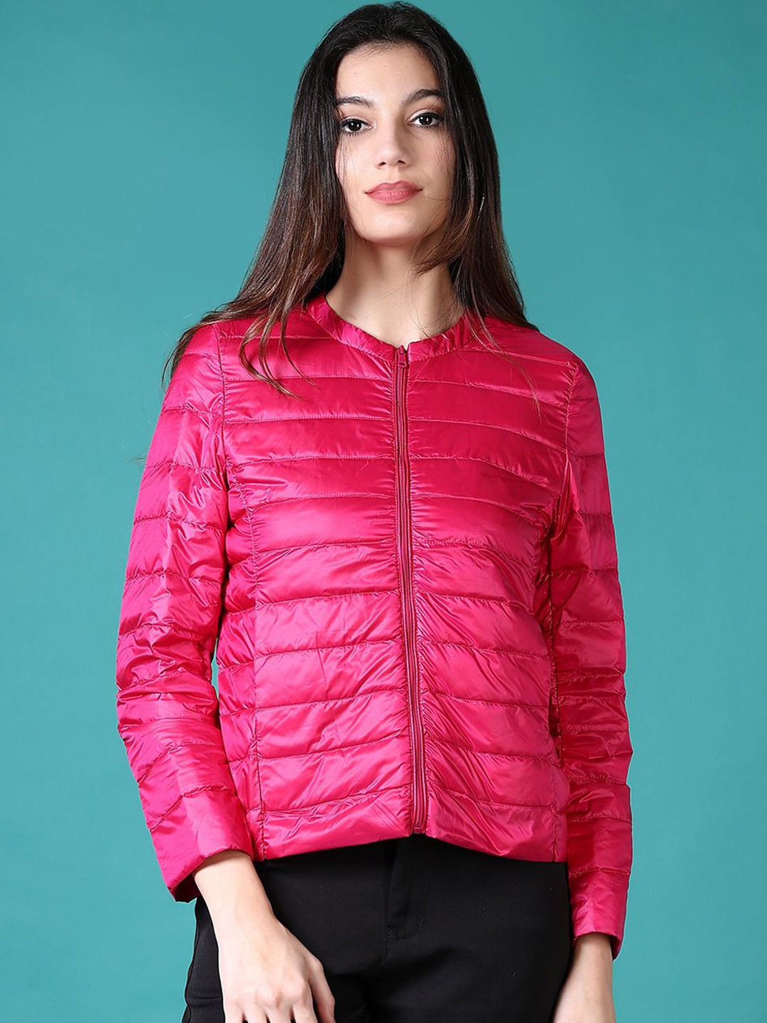 

V-Mart Women Floral Puffer Jacket, Fuchsia