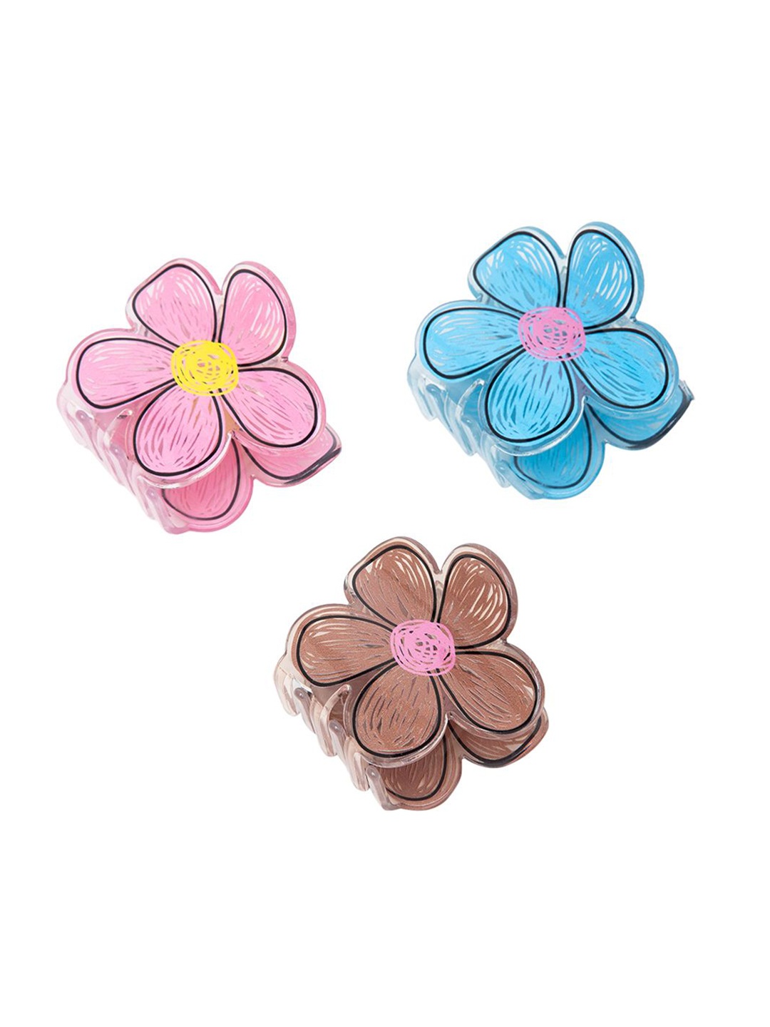 

Radhu & Kabby Women Set of 3 Western Claw Clip, Pink