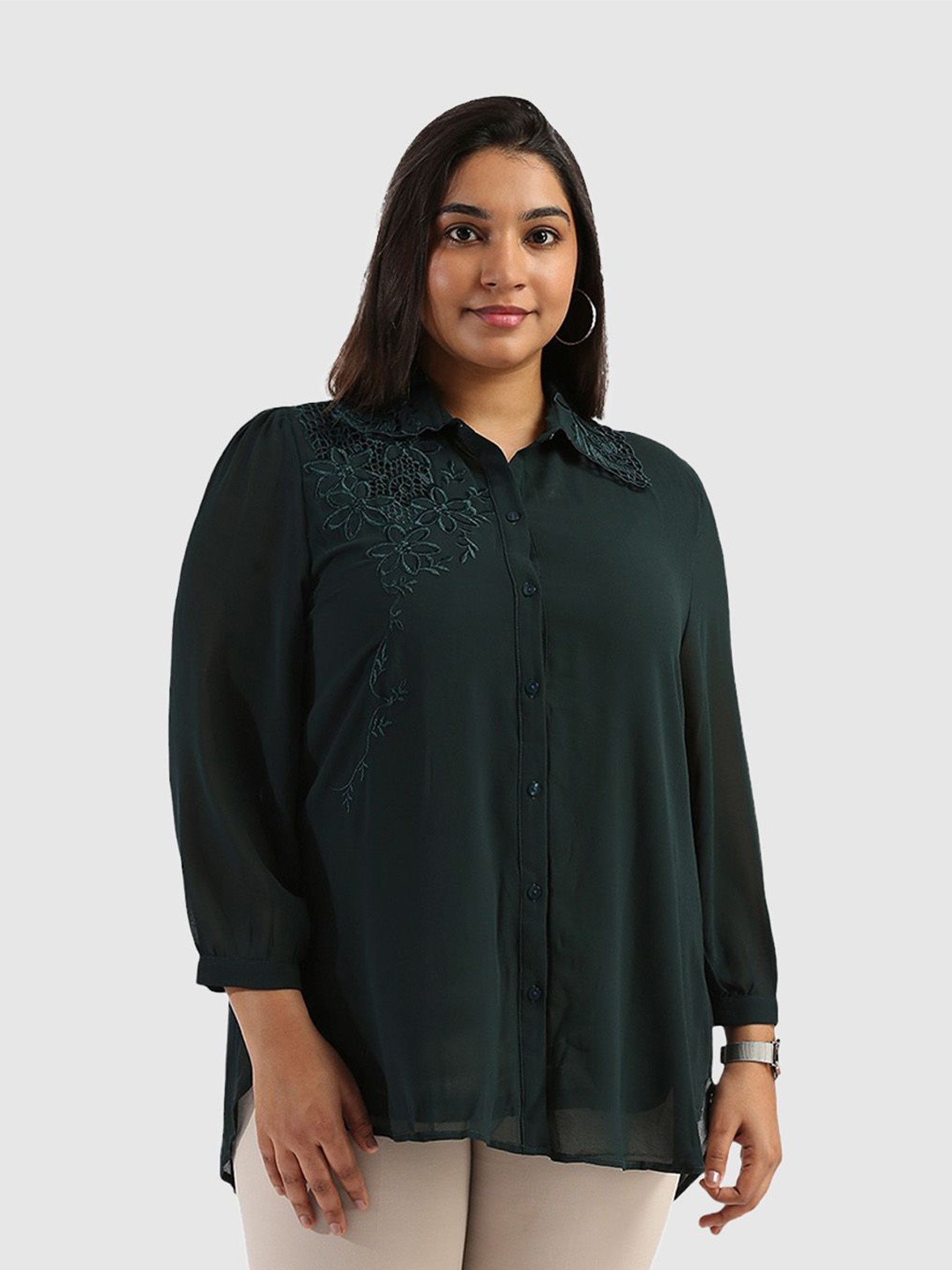 

Presence Women Straight Opaque Casual Shirt, Green