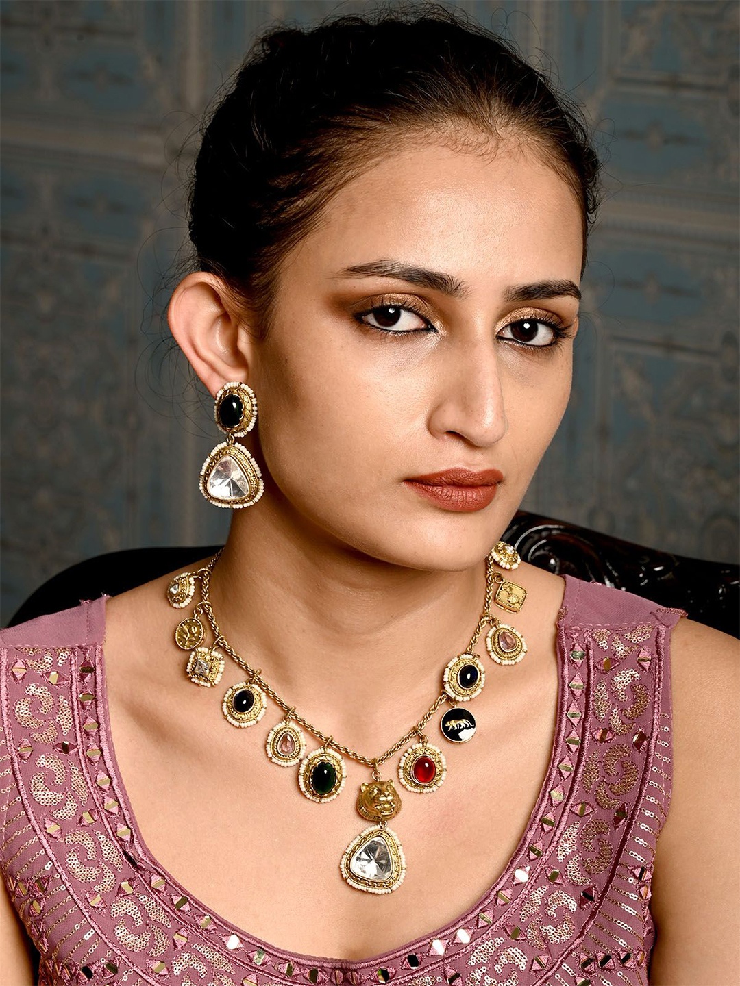 

ODETTE Gold-Plated Stainless Steel CZ-Studded Jewellery Set