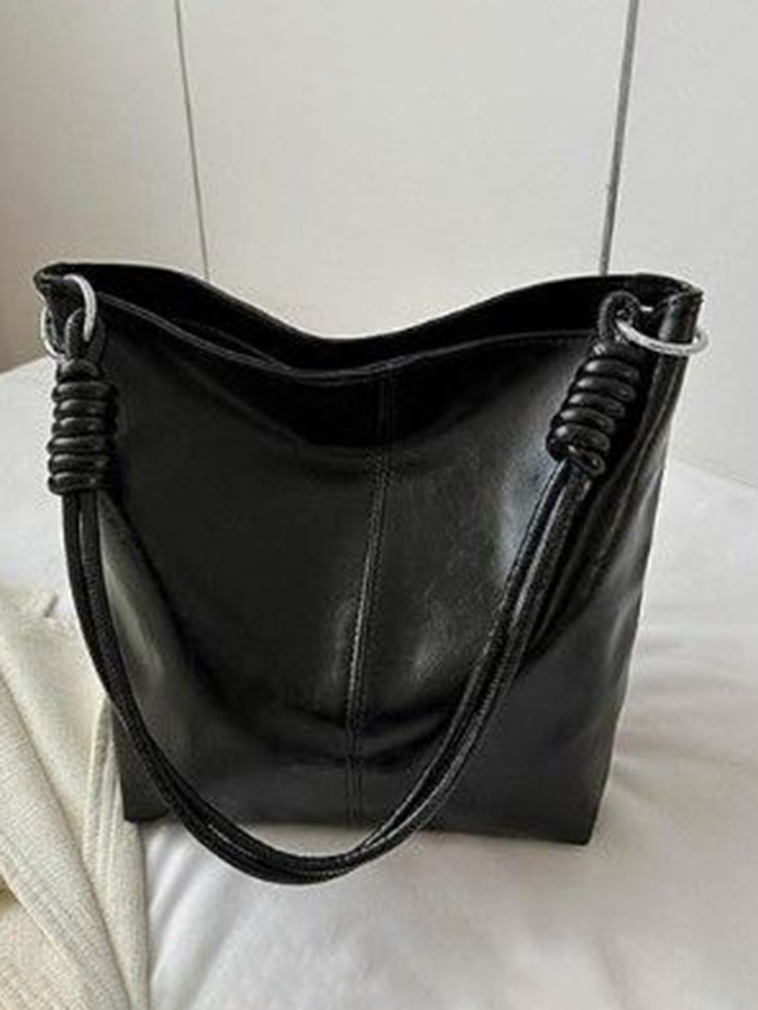 

StyleCast Shopper Handheld Bag with Fringed, Black