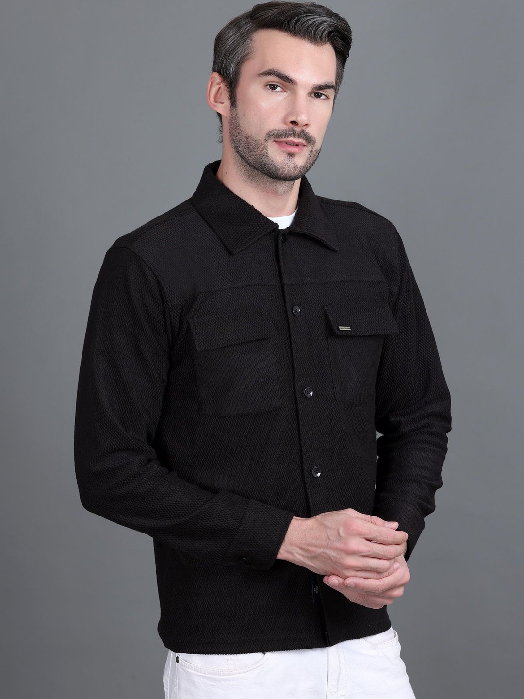 

Antiloop Men Open Front Jacket, Black