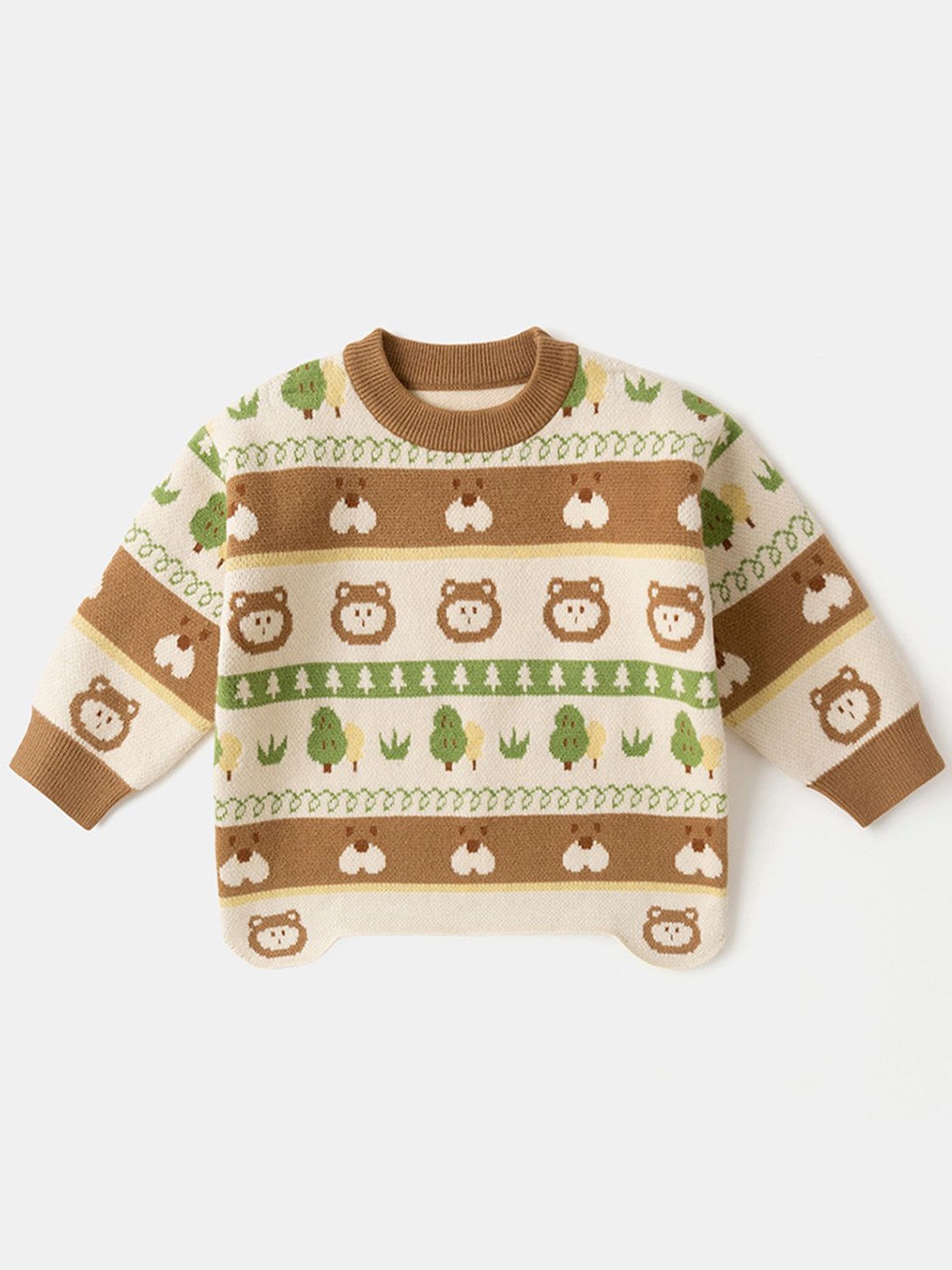 

LULU & SKY Girls Quirky Printed Pullover, Brown