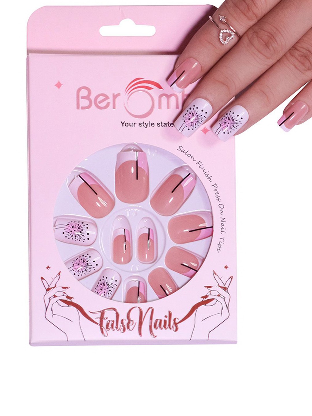 

BEROMT Set Of 12 Press On Artificial Nails With Nail Glue & Filler Shade - BFN307FN, Nude