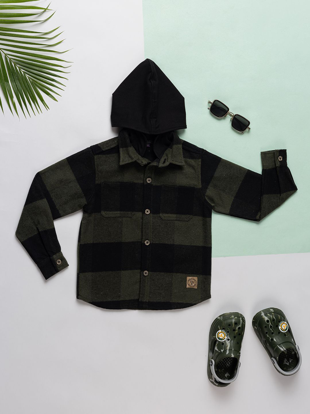 

Purple United Kids Boys Horizontal Stripes Opaque Checked Casual Shirt, Olive