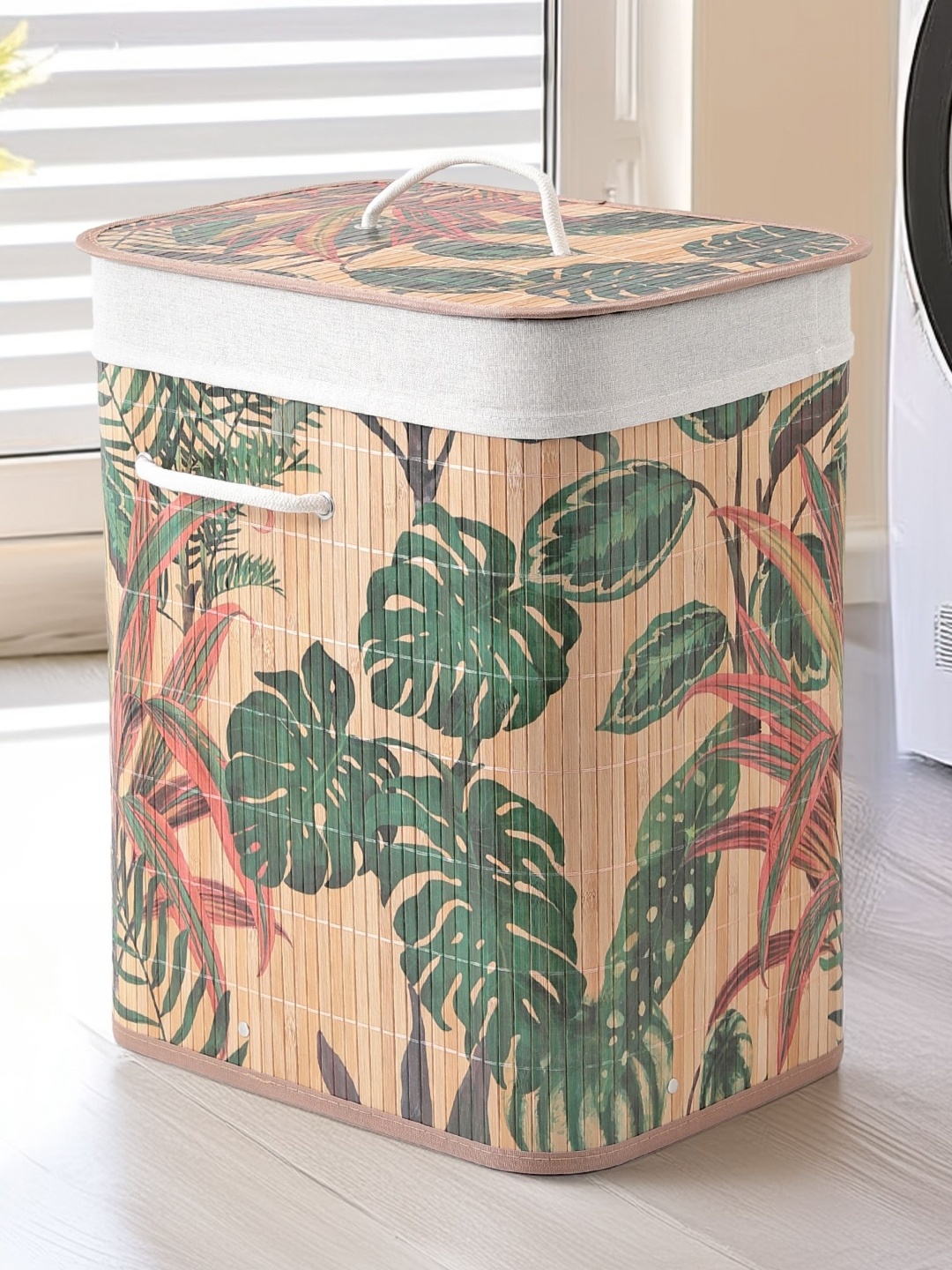 

MUSH Beige & Green Floral Printed Bamboo Laundry Bag 72L