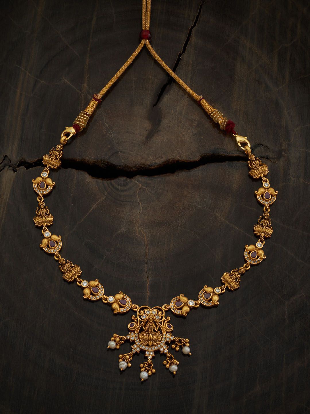 

Kushal's Fashion Jewellery 92.5 Pure Silver Silver Gold-Plated Temple Necklace