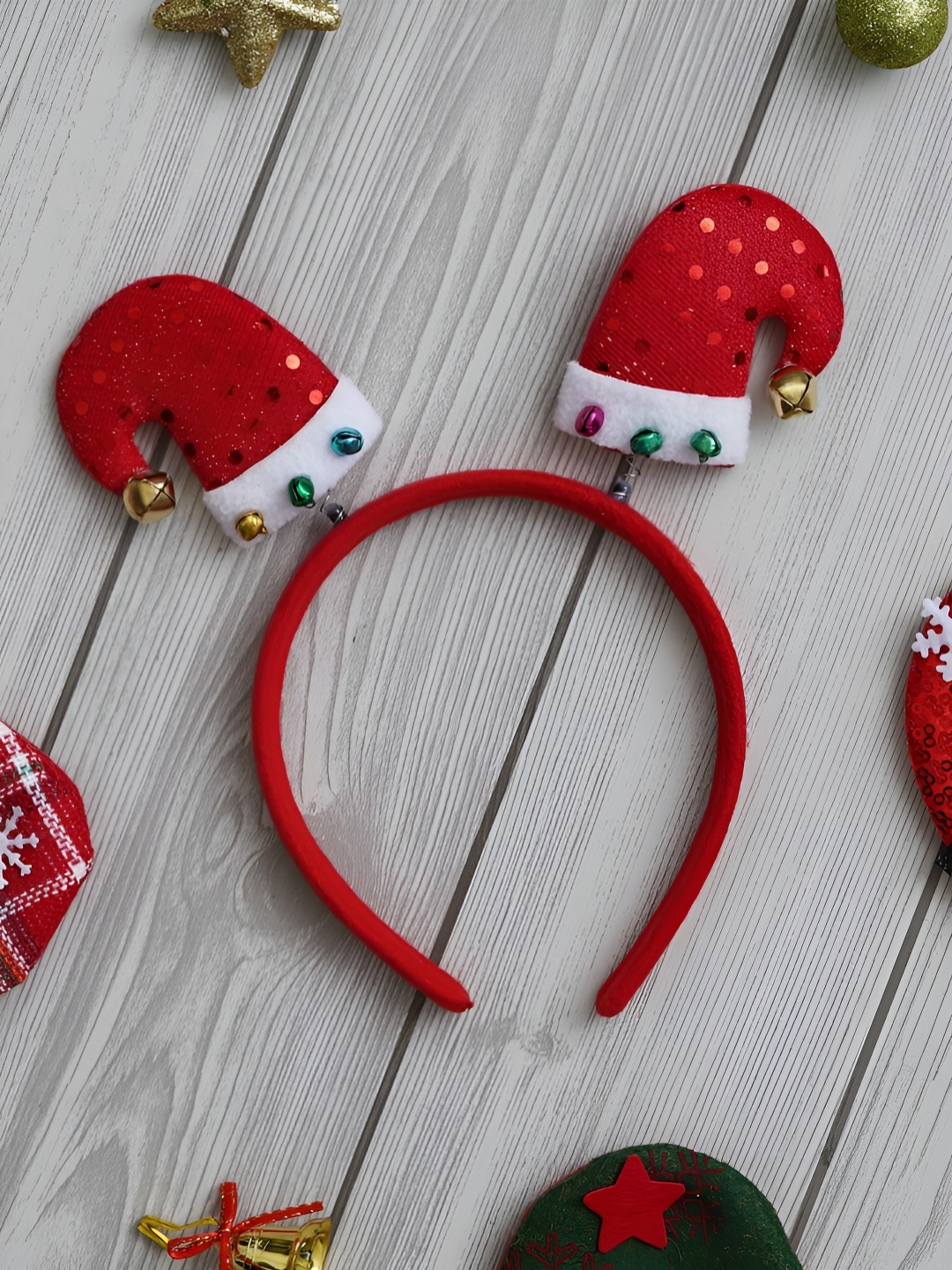 

eCraftIndia Red Merry Christmas Santa Claus Caps Design Headband