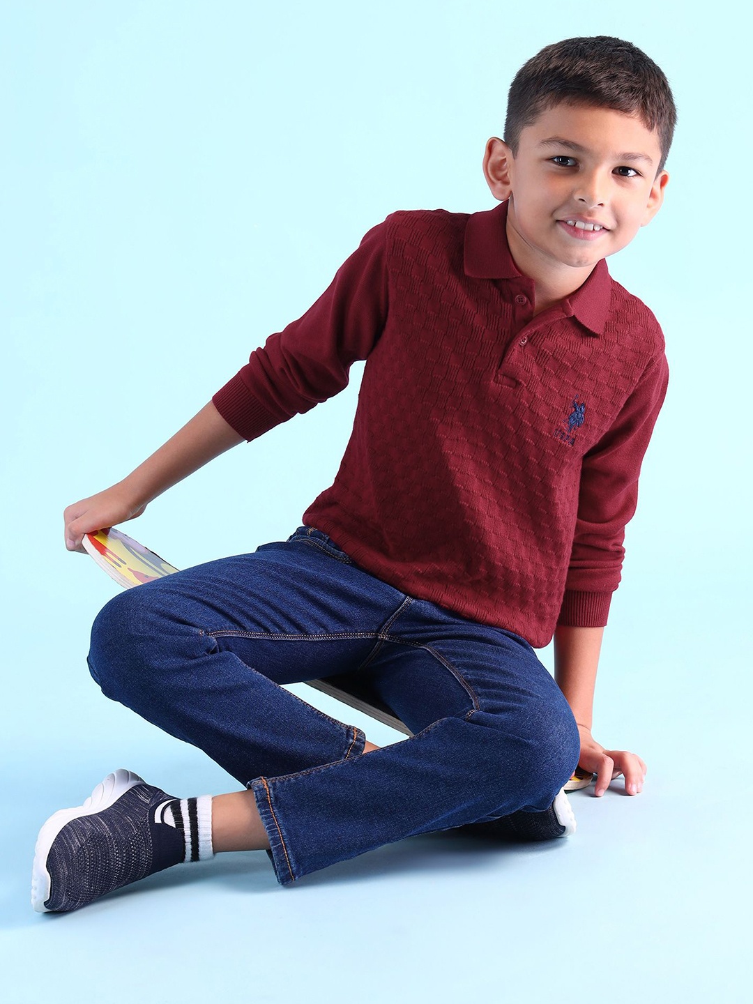 

U.S. Polo Assn. Kids Boys Shirt Collar Pullover, Red