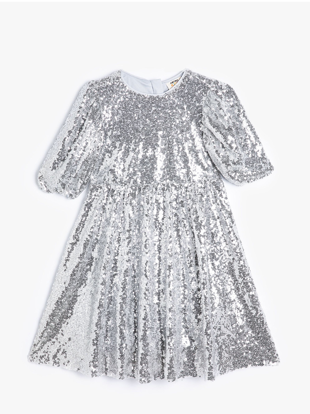 

Koton Girls Embellished Round Neck Fit & Flare Dress, Silver