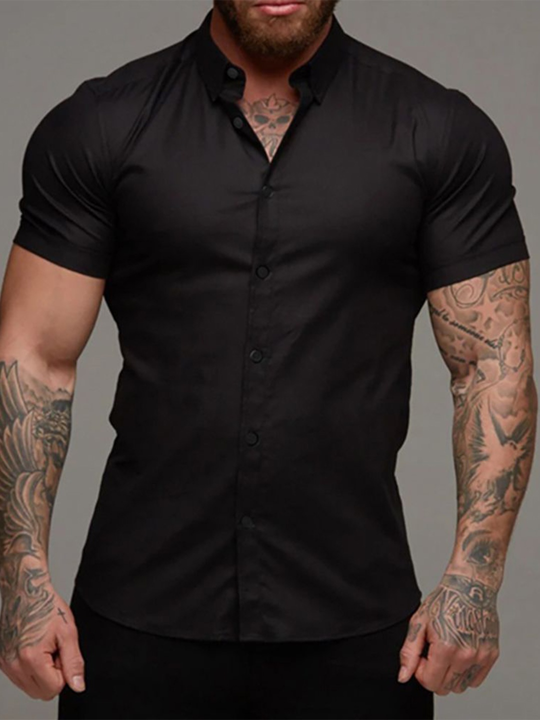 

StyleCast x Revolte Men Opaque Casual Shirt, Black
