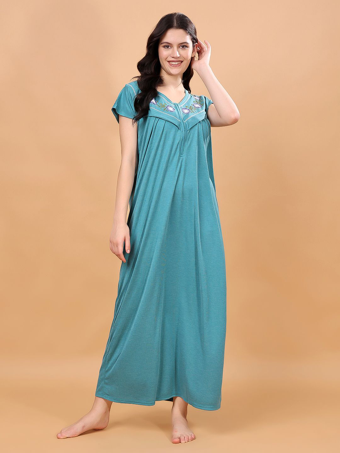 

CHUI MUI Women Maxi Maternity Nightdress, Green