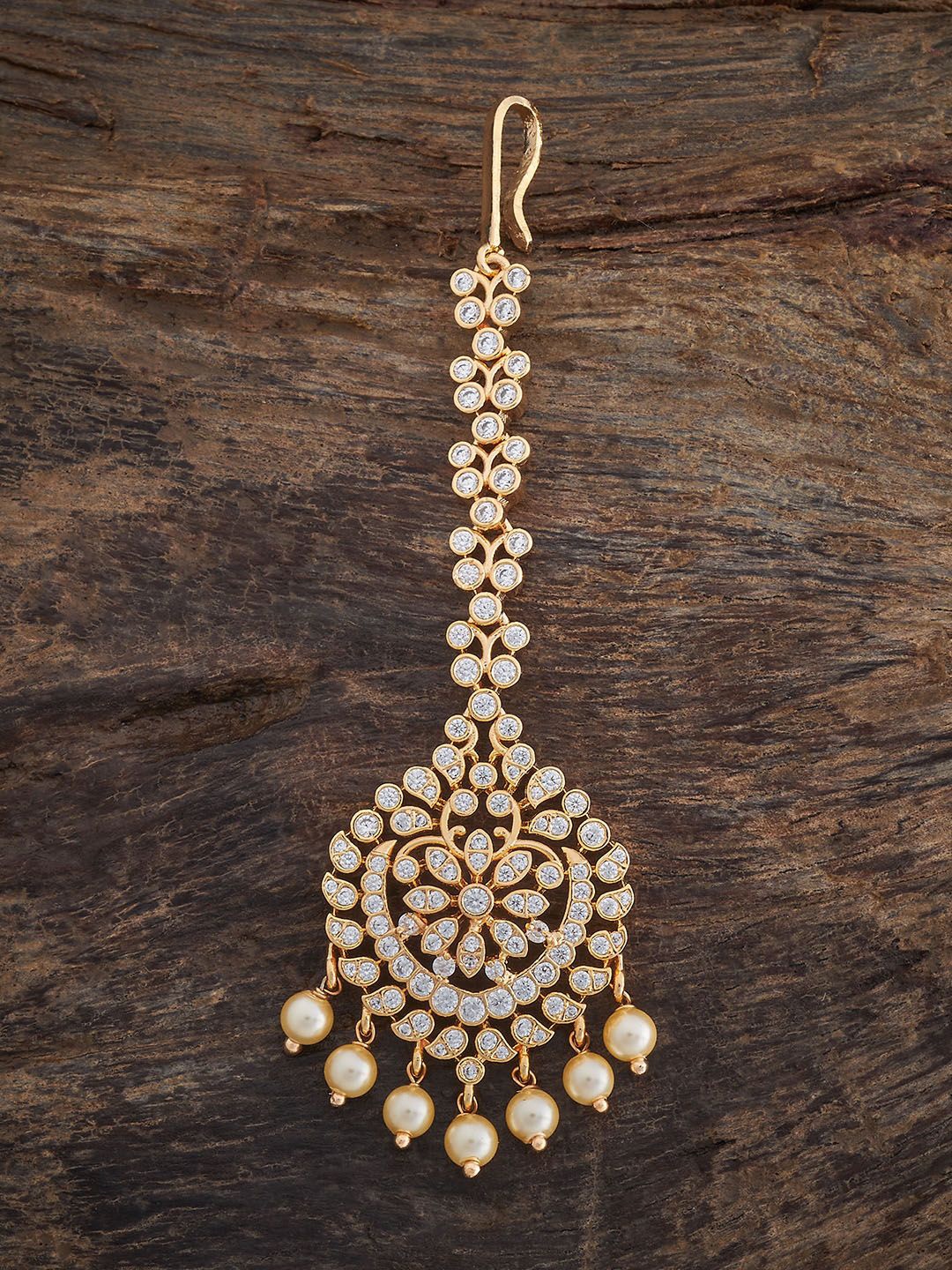 

Kushal's Fashion Jewellery Gold-Plated Artificial Stones and Beads Studded Maang Tikka