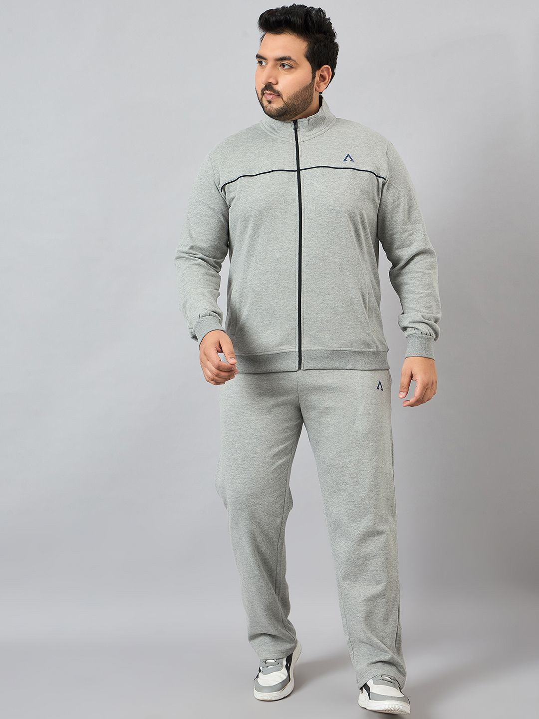 

AUSTIVO Men Mock Collar Long Sleeves Mid-Rise Tracksuits, Grey