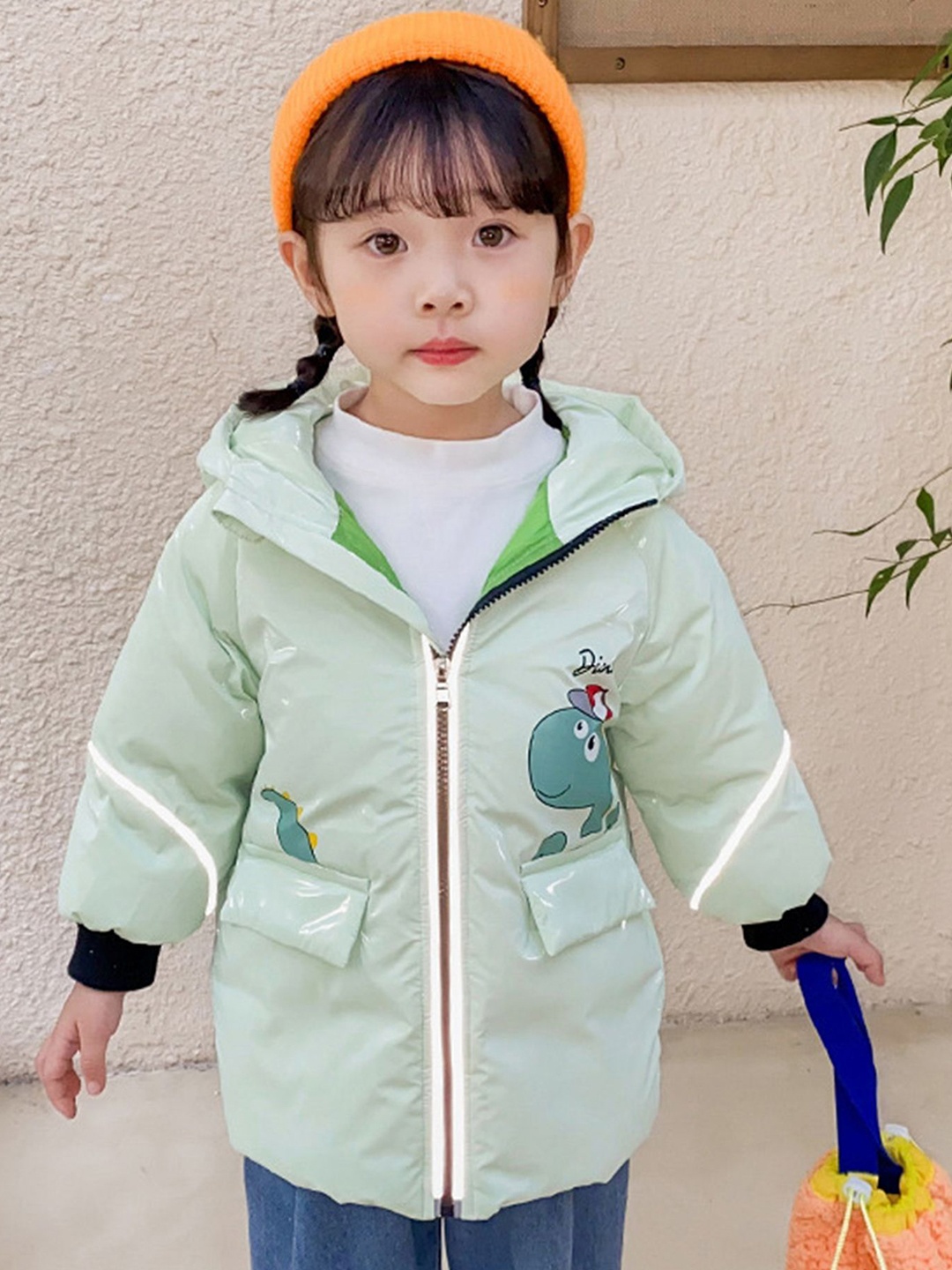 

LULU & SKY Girls Padded Jacket with Embroidered, Green