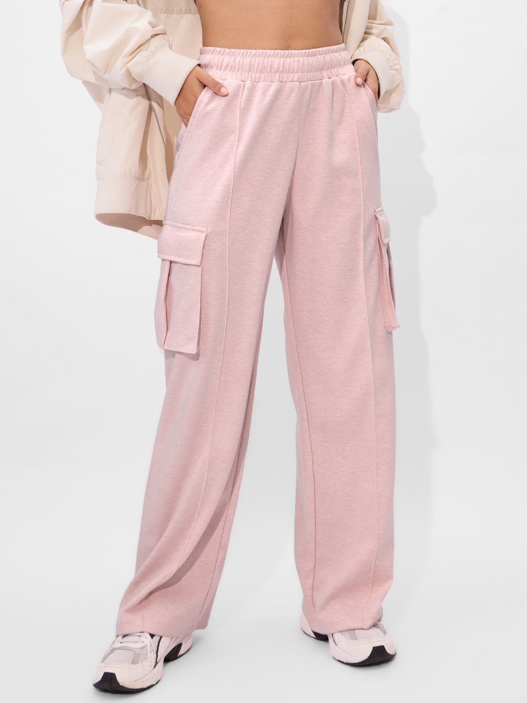 

The Souled Store Women Straight Fit Track Pants, Pink
