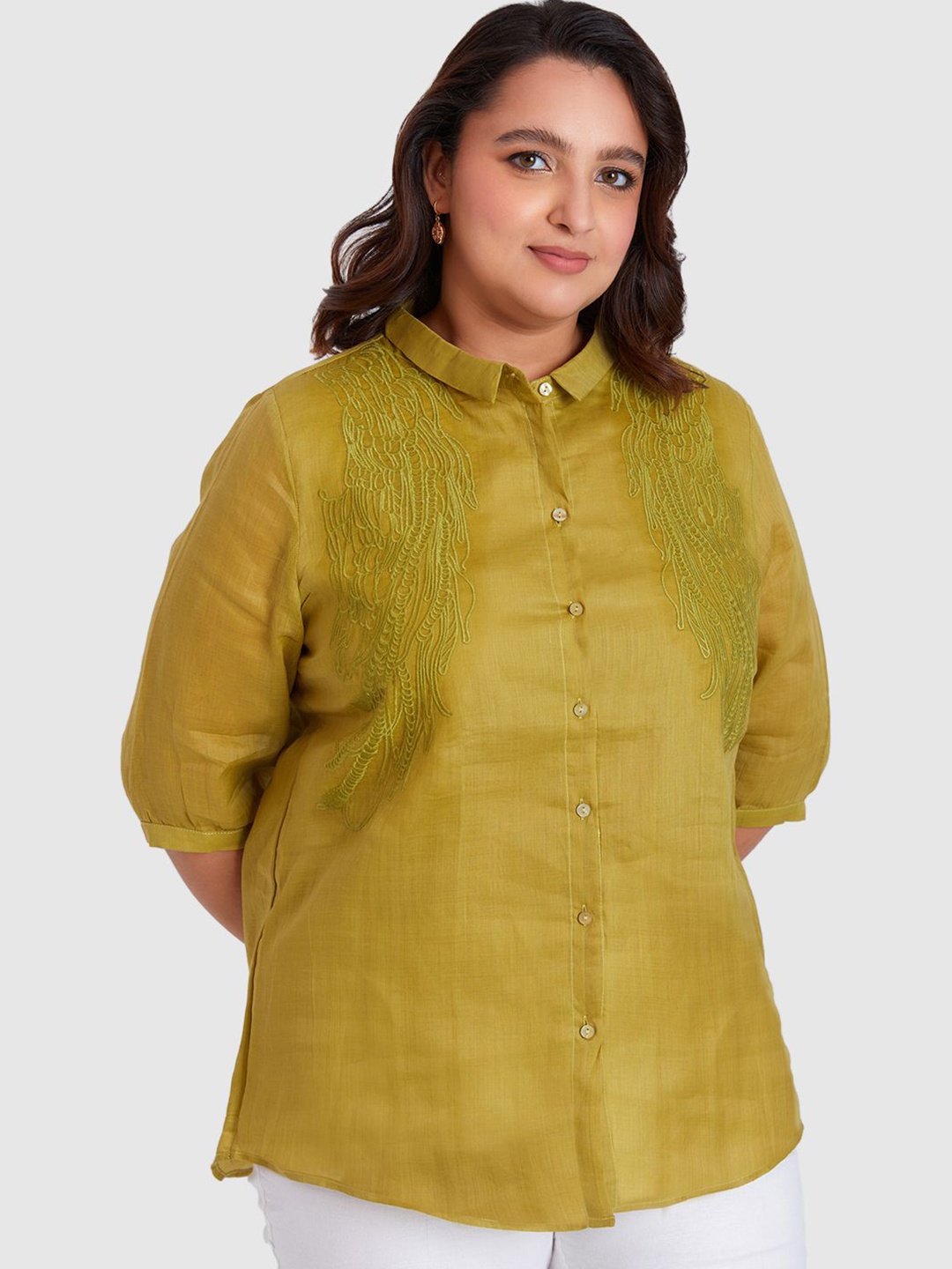 

Presence Women Straight Opaque Casual Shirt, Green