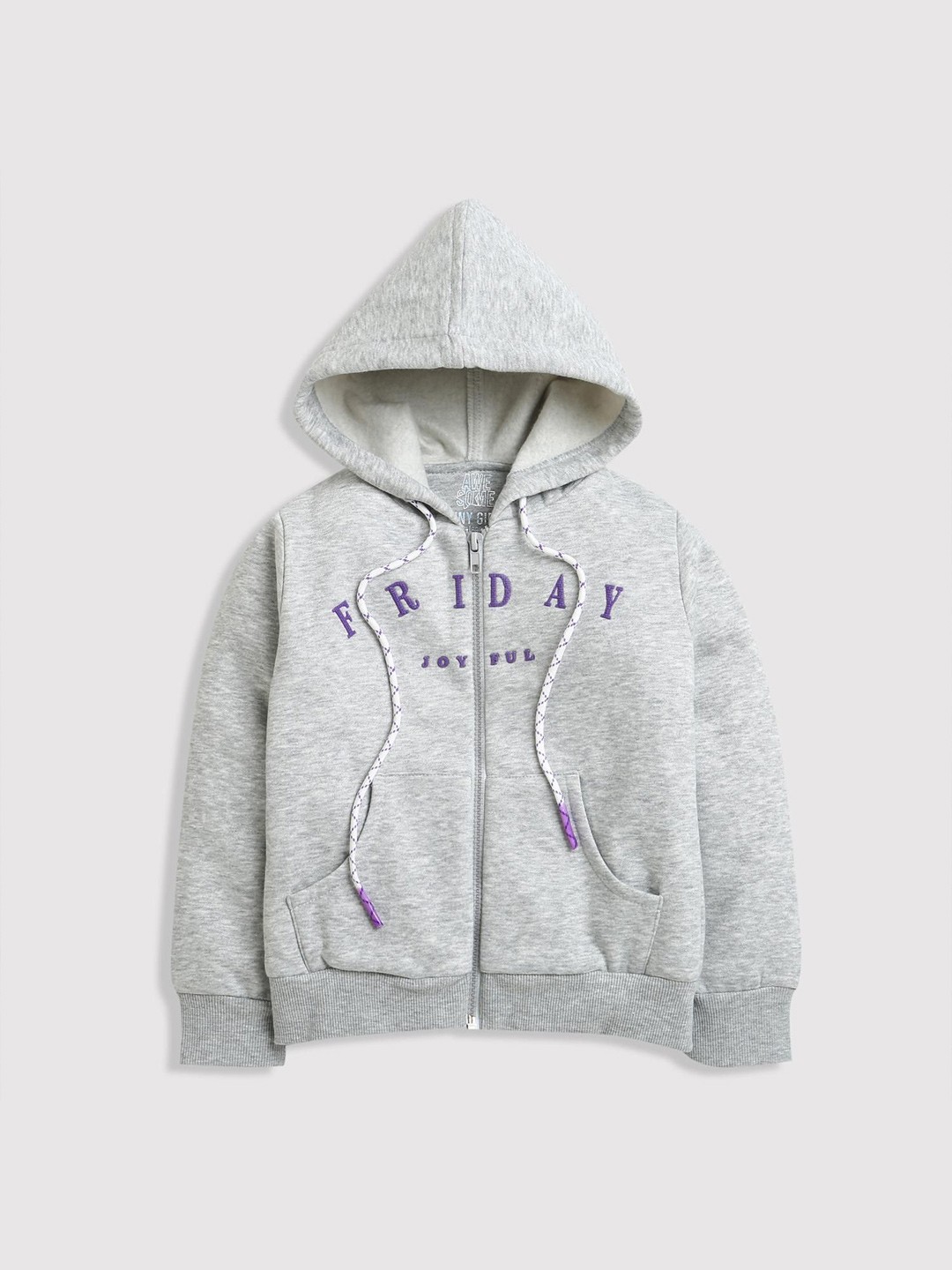

Tiny Girl Girls Printed Hooded Sweatshirt, Grey melange