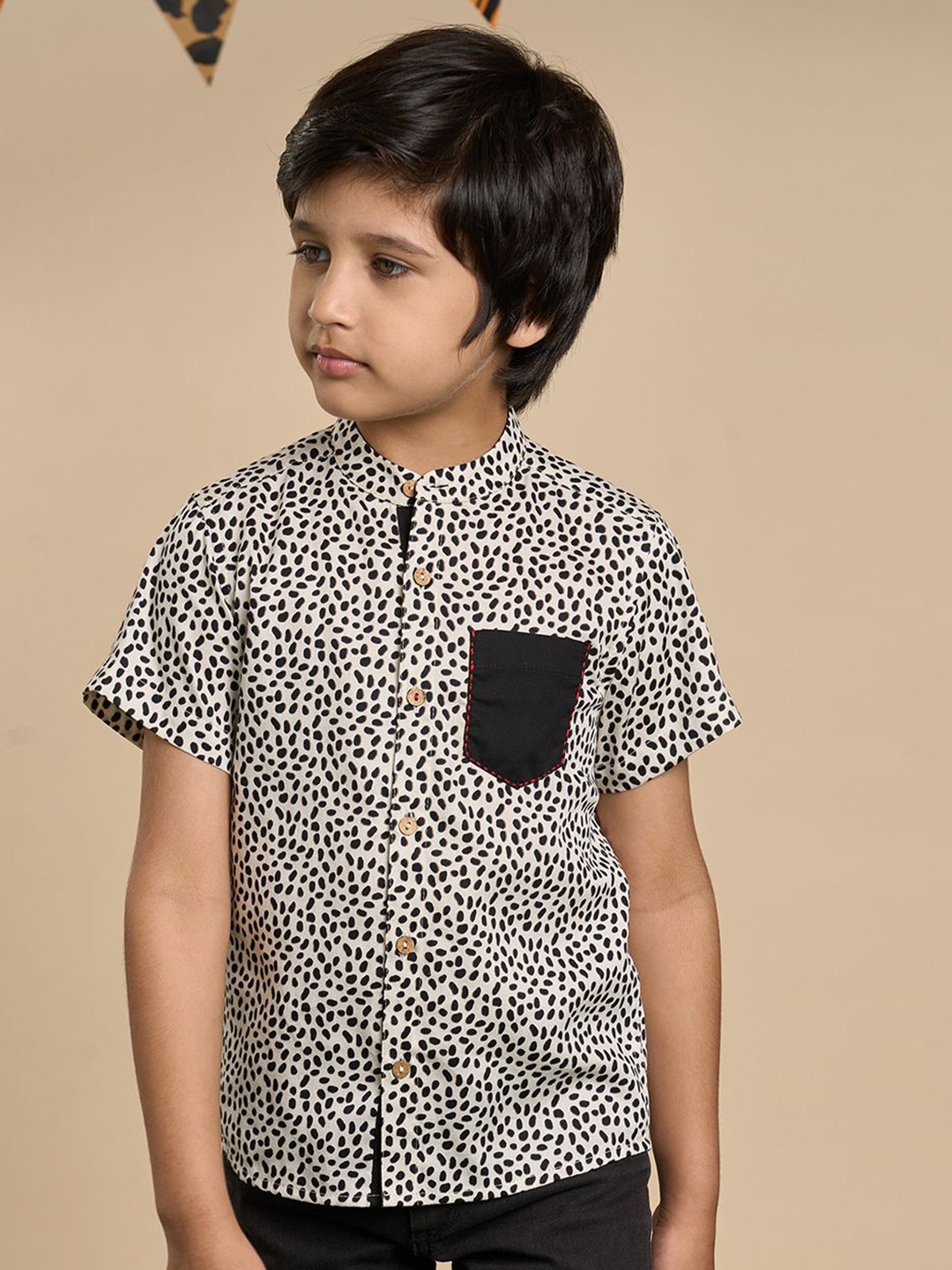 

LIL DRAMA Boys Original Animal Opaque Printed Party Shirt, Brown