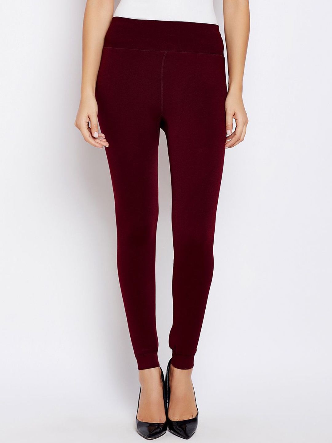 

Lebami Women Mid-Rise Thermal Bottoms, Maroon