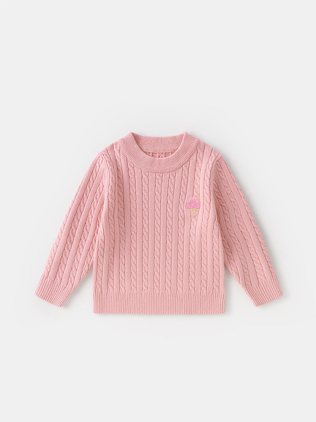 

LULU & SKY Girls Self Design Cable Knit Pullover, Pink
