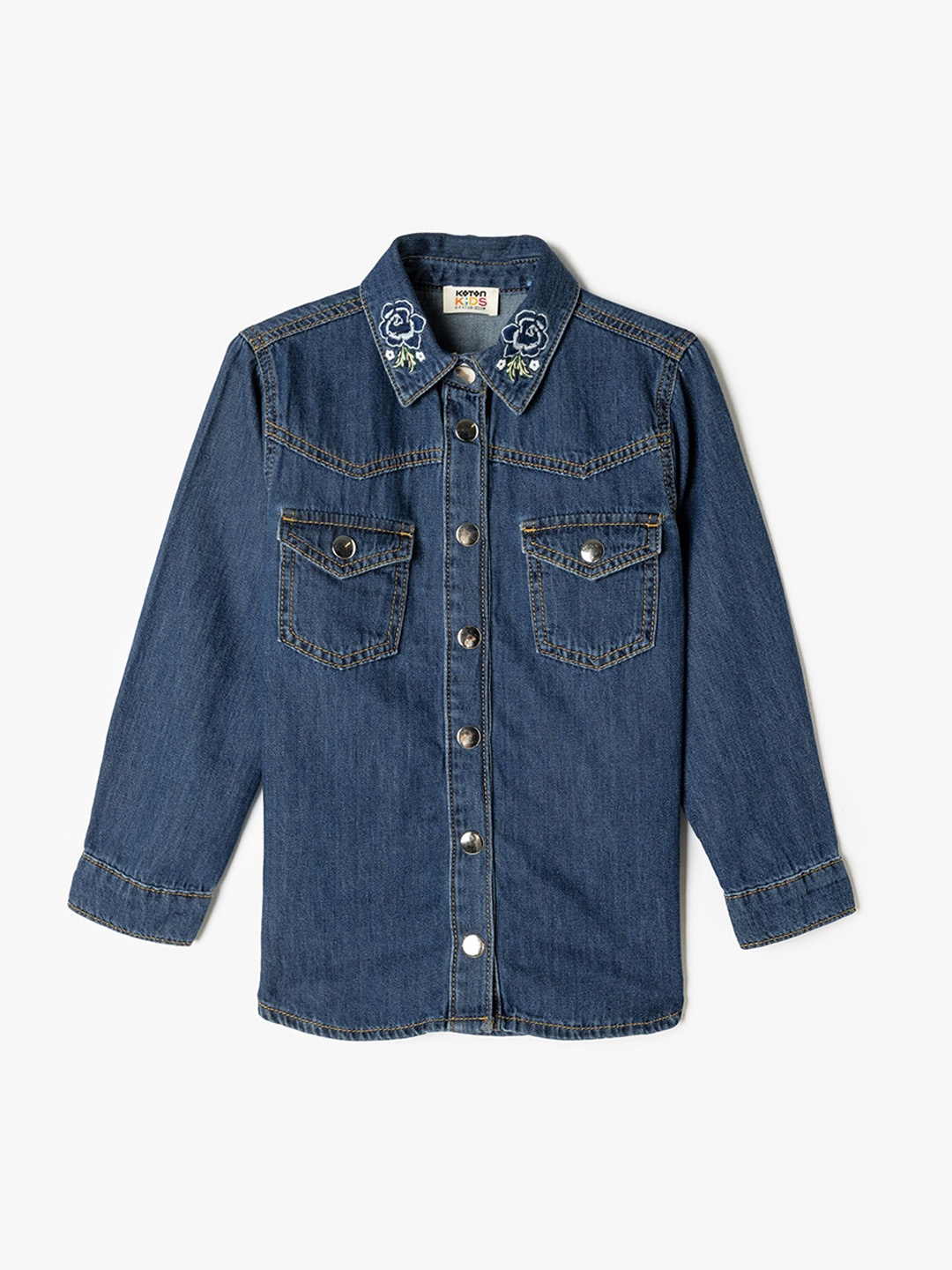 

Koton Girls Washed Denim Jacket, Blue
