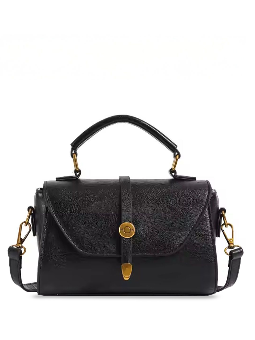 

StyleCast Checked Structured Sling Bag with Cut Work, Black