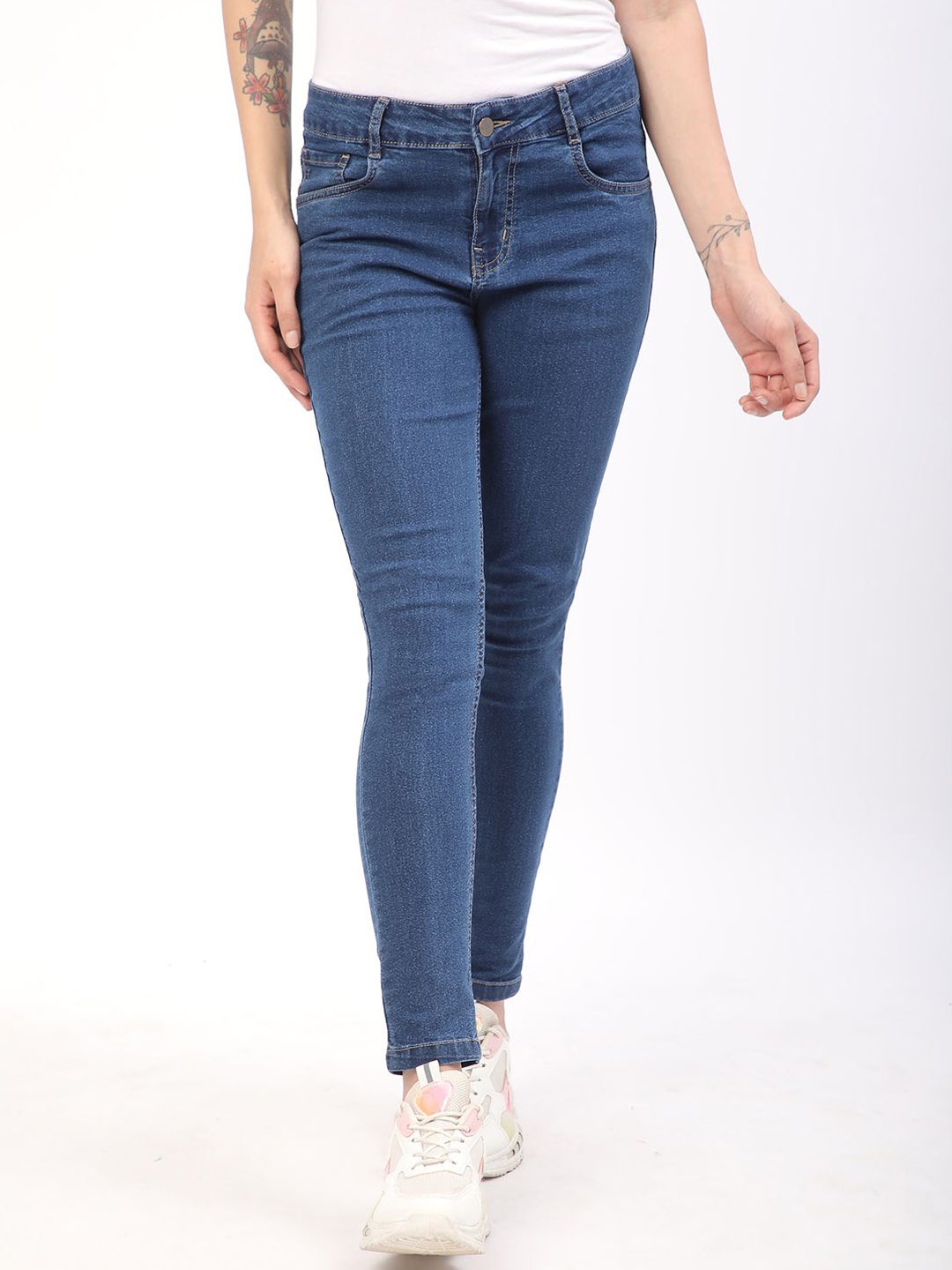 

R&B Women Mid-Rise Skinny Fit Jeans, Blue