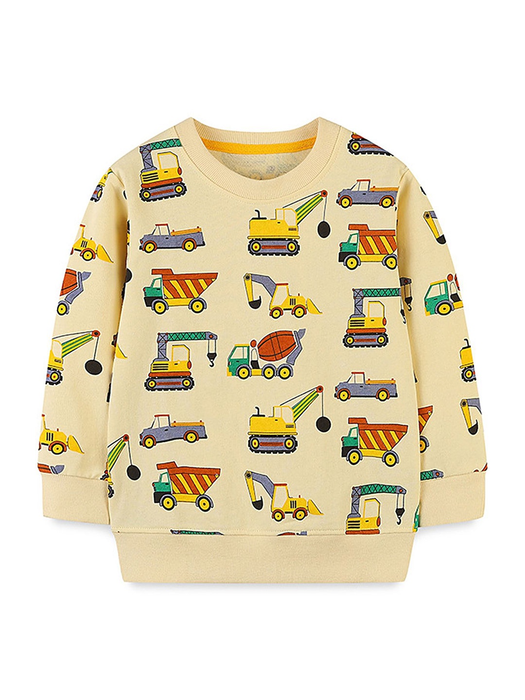 

LULU & SKY Boys Printed Cotton Round Neck Long Sleeves Sweatshirt, Yellow