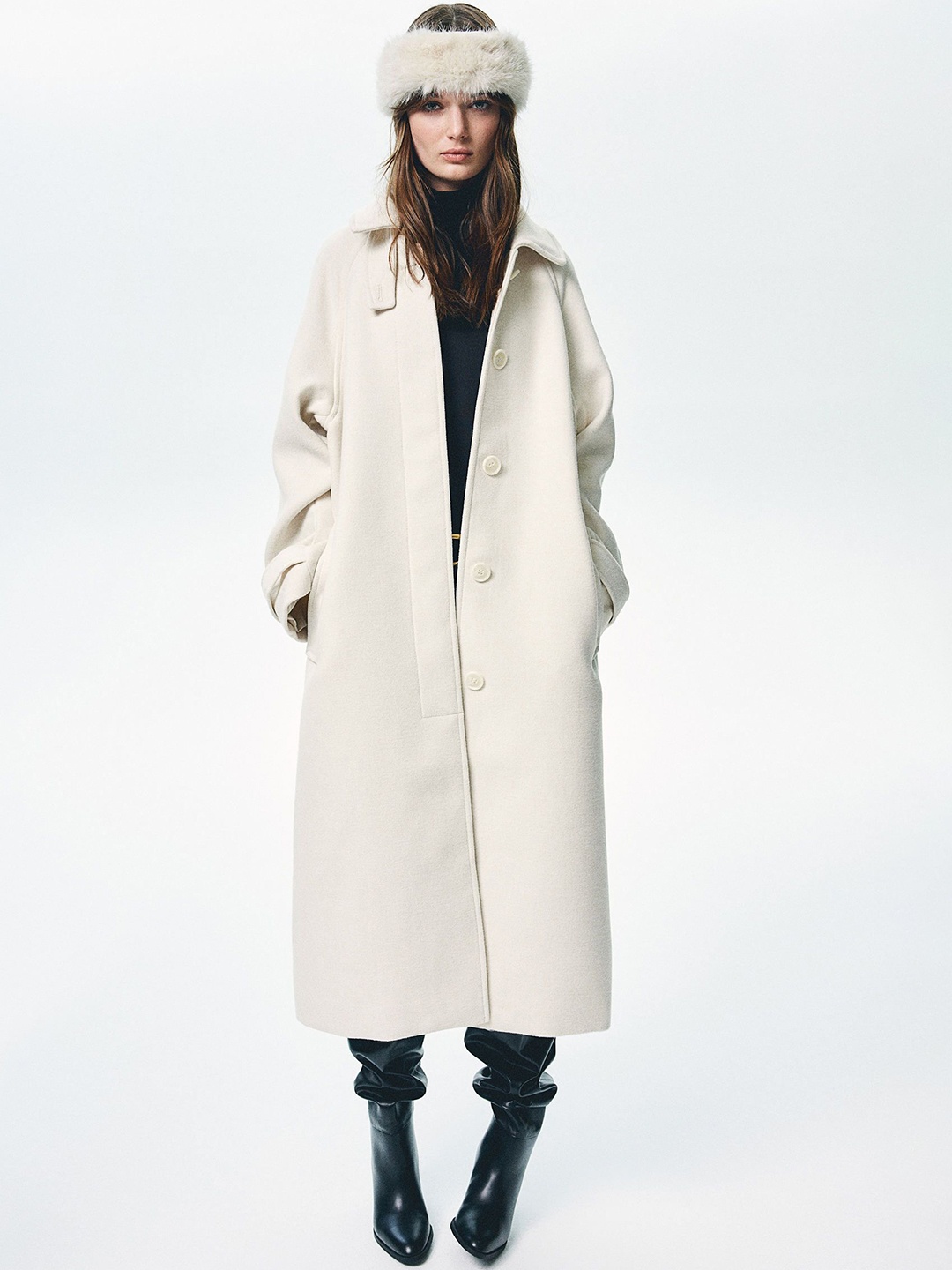 

H&M Oversized Maxi Coat, White
