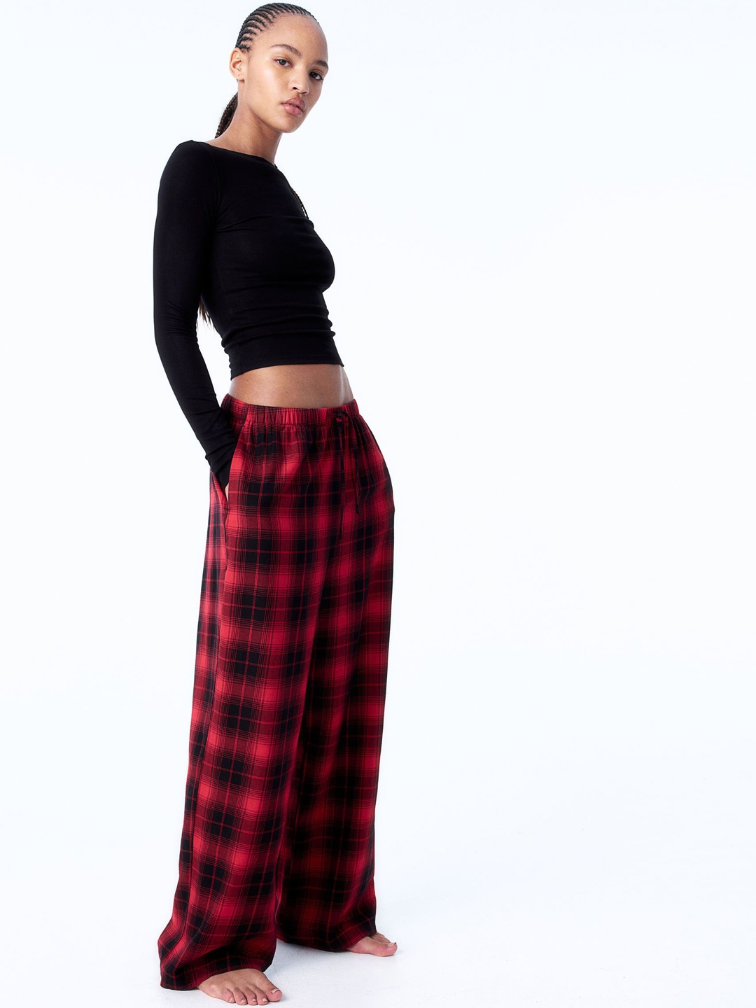 

H&M Cotton Flannel Pyjama Bottoms, Red