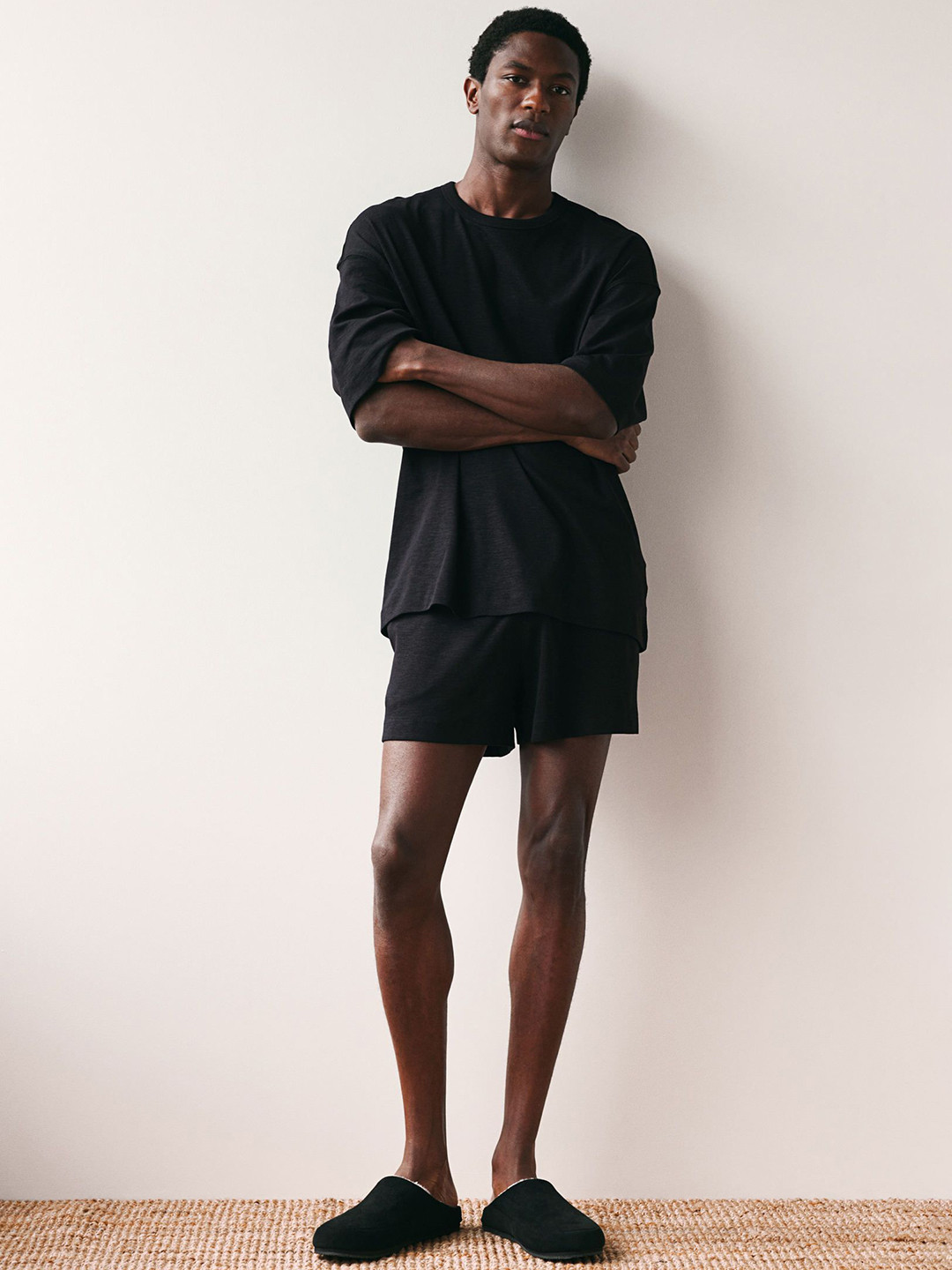 

H&M Cotton T-Shirt & Shorts, Black