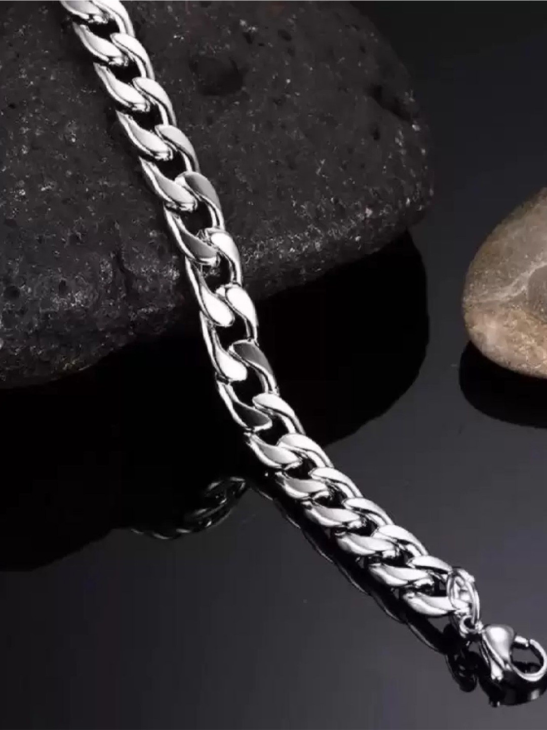 

RUHI COLLECTION Unisex Silver-Plated Stainless Steel Link Bracelet