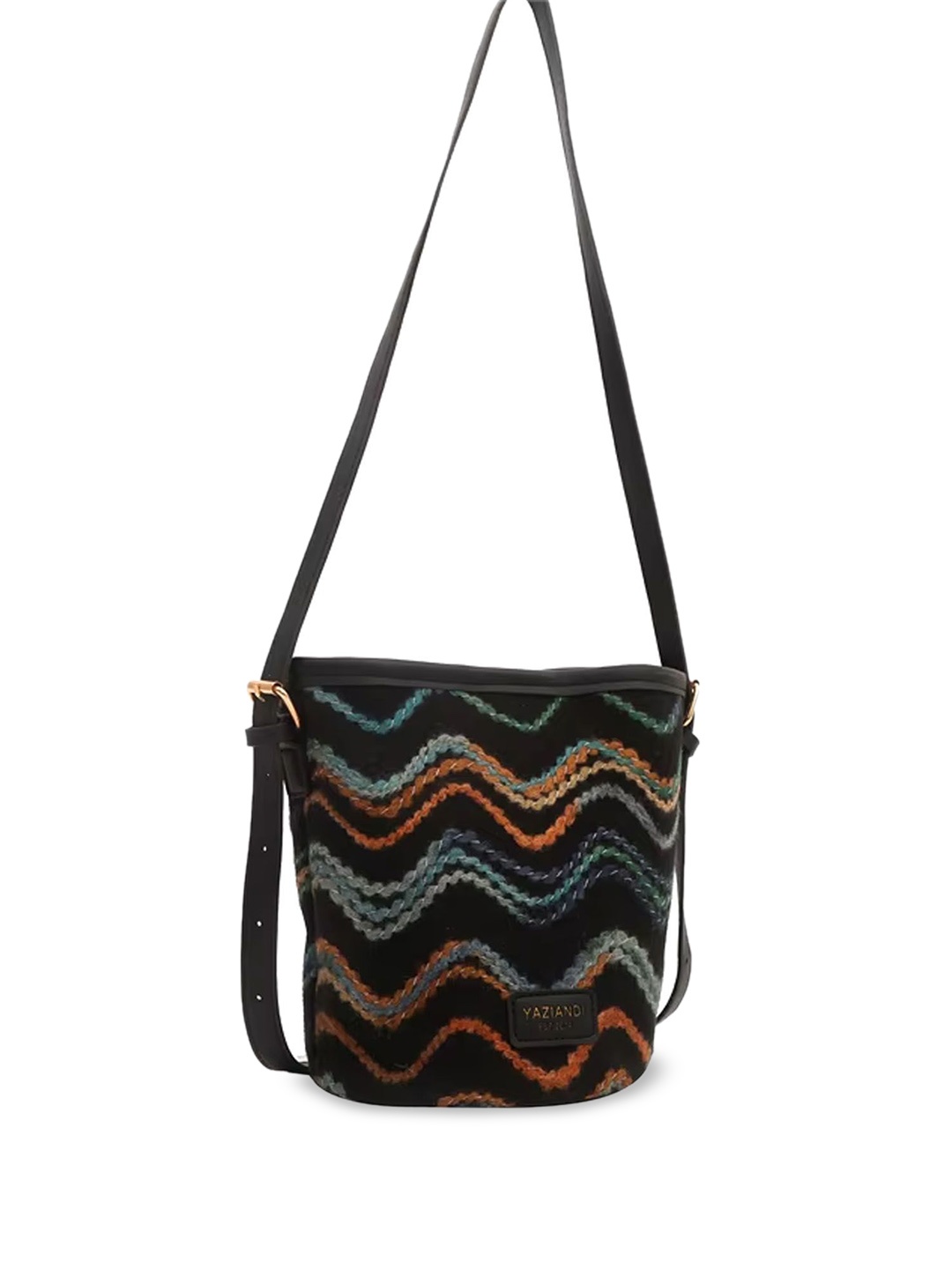 

StyleCast Black Geometric Self Design Structured Sling Bag