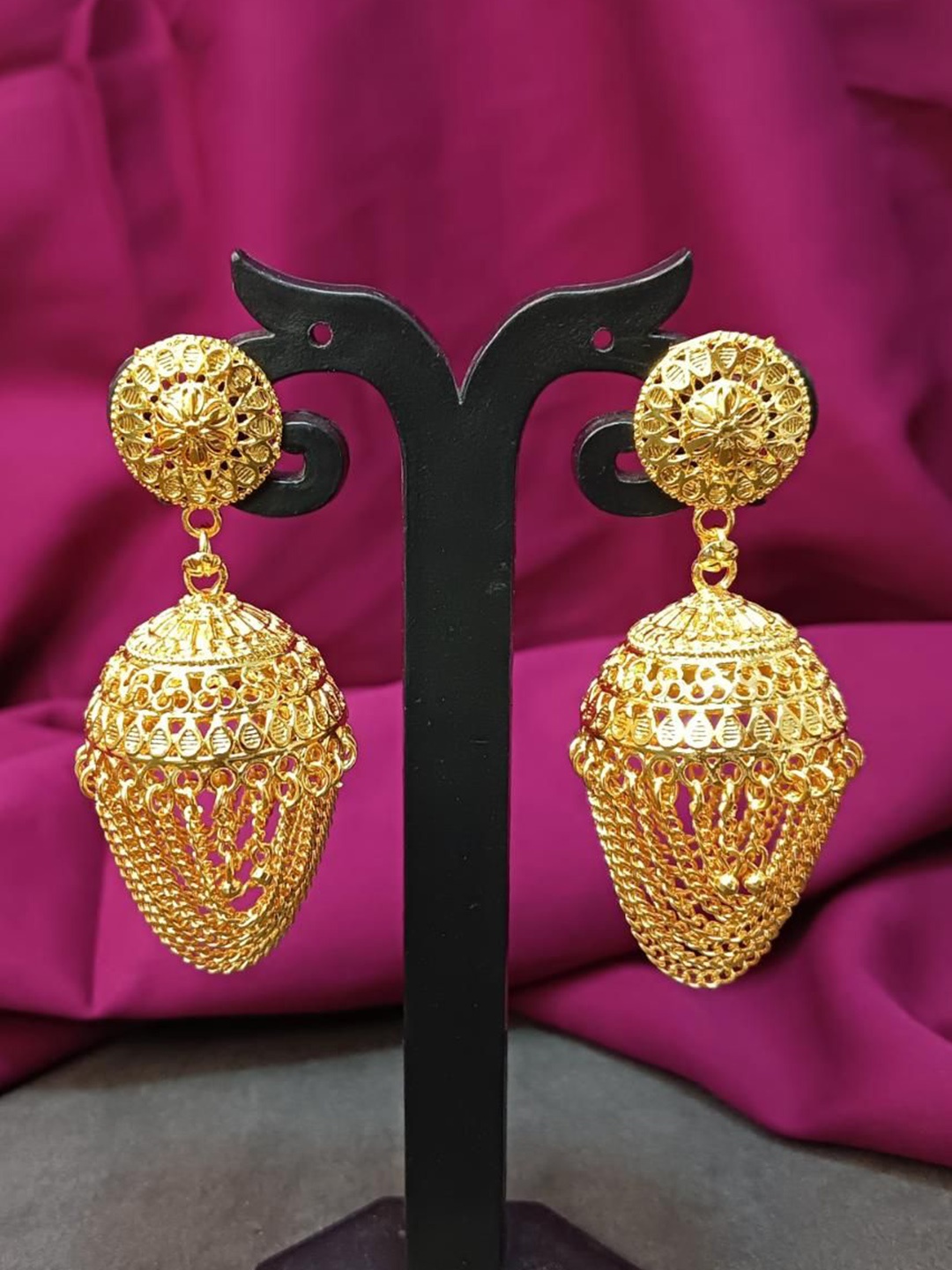 

Efulgenz Gold-Plated Dome Shaped Beaded Antique Jhumkas