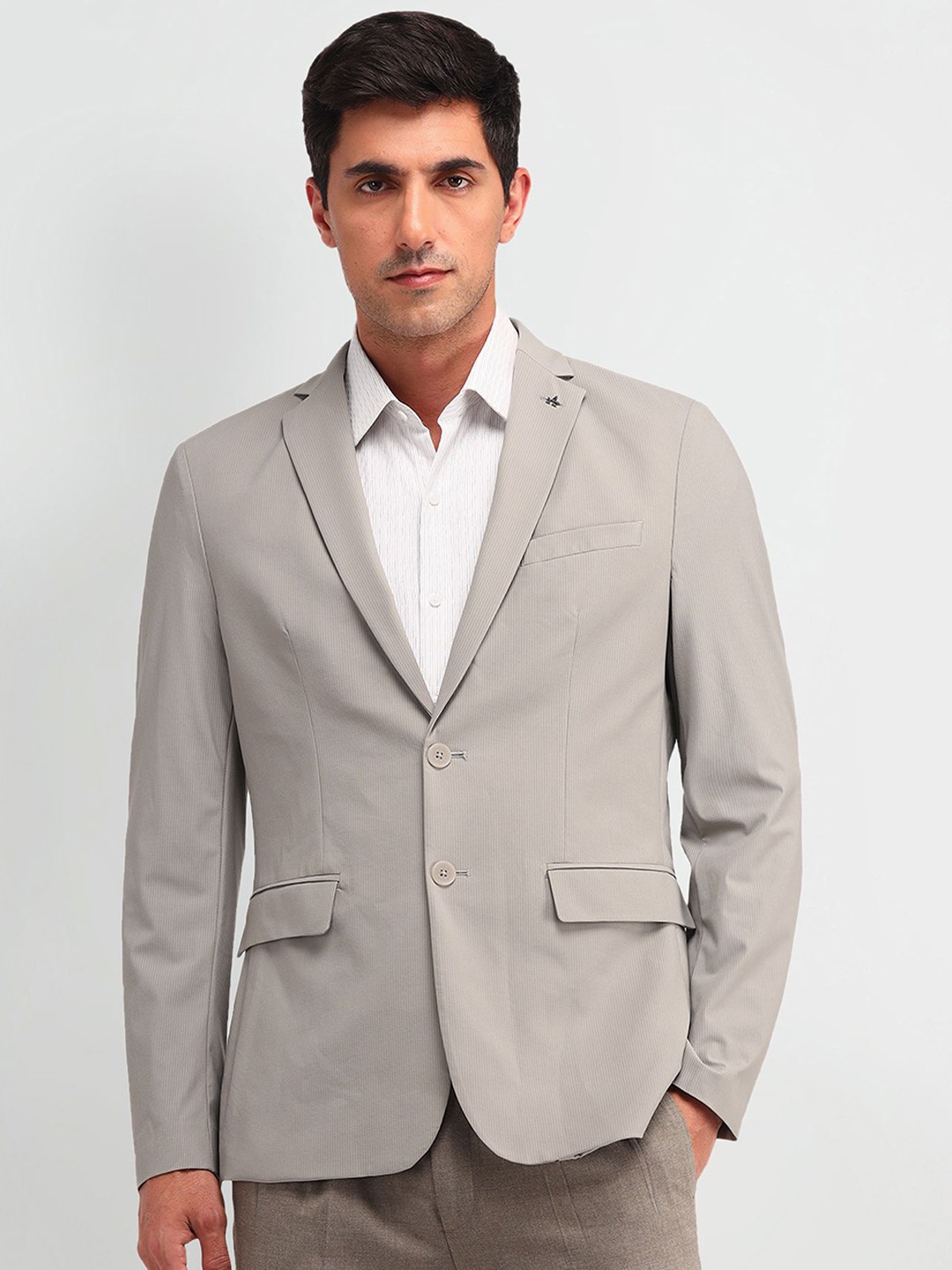 

Arrow Self-Design Slim Fit Single-Breasted Formal Blazer, Beige