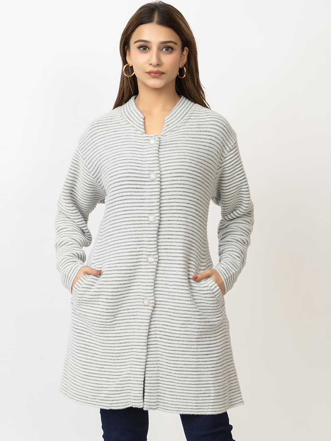 

Pampara Women Single-Breasted Pea Coat, White