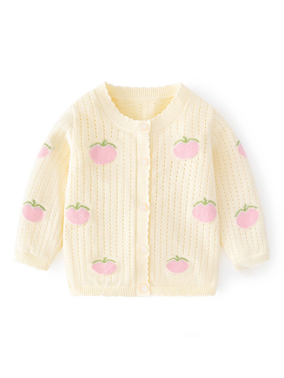 

LULU & SKY Girls Printed Cotton Cardigan Sweater, Beige