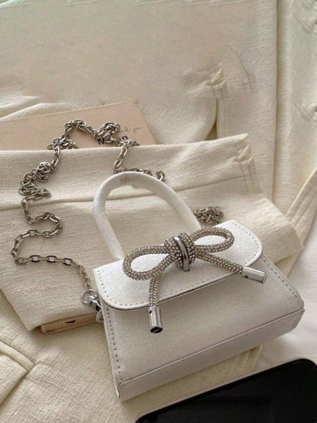 

StyleCast Textured Half Moon Handheld Bag, White