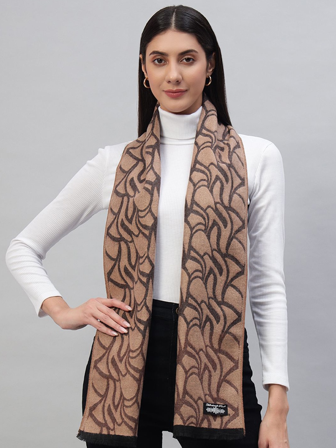 

HANDICRAFT PALACE Women Abstract Printed Reversible Scarf, Brown